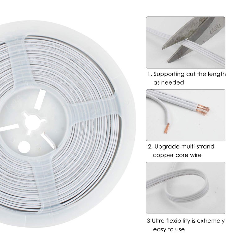 RGBZONE 10m/33ft 22AWG 4pin LED Light Strip Cable Cord, LED Electric Wire 22 Gauge, Conductor Extension Cable Line Cord for RGB LED Strip 5050 3528, PVC Plastic Flexible(White) - Image 3